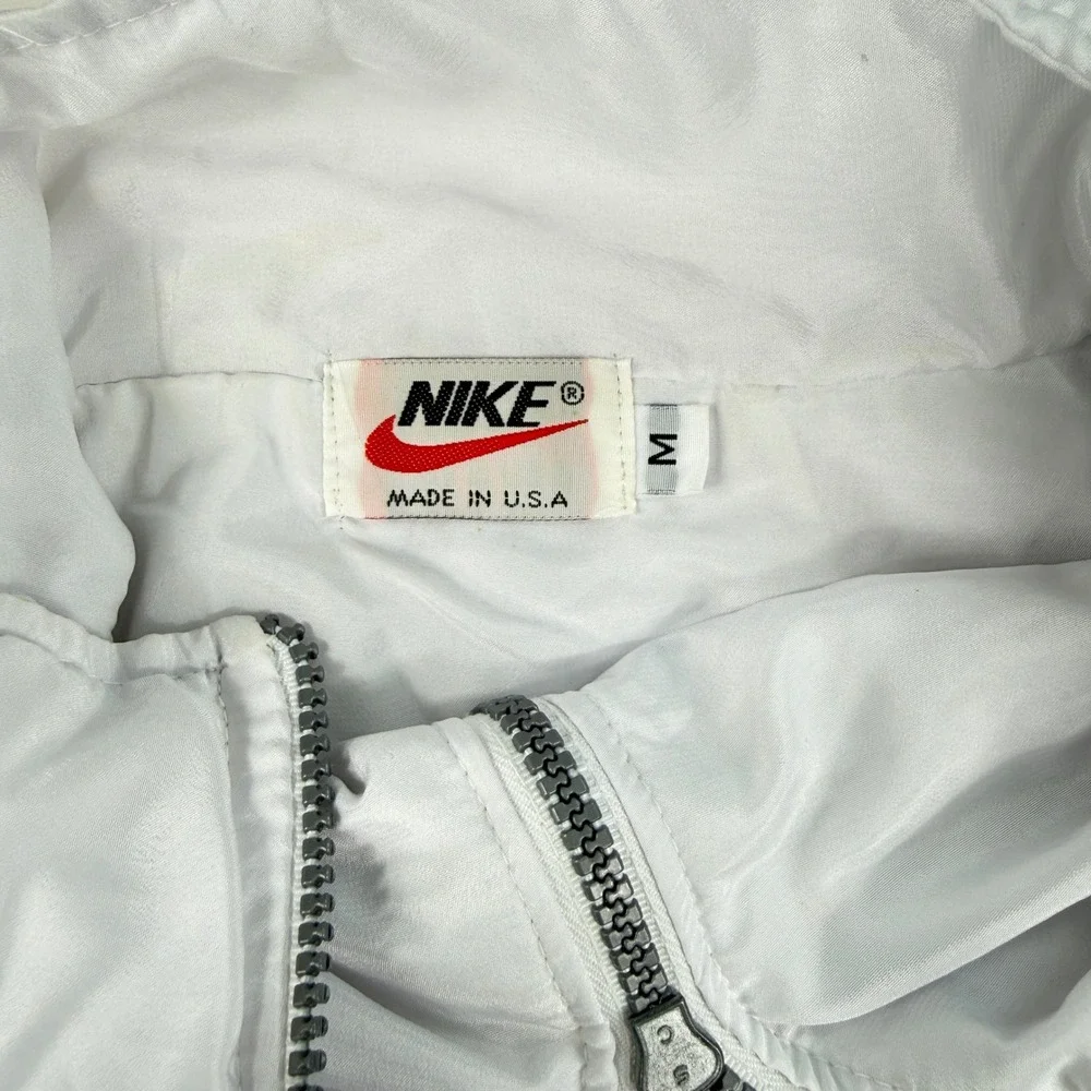 Nike Mens Medium Vintage Windbreaker Jacket White USA Swoosh 90s‎ Streetwear